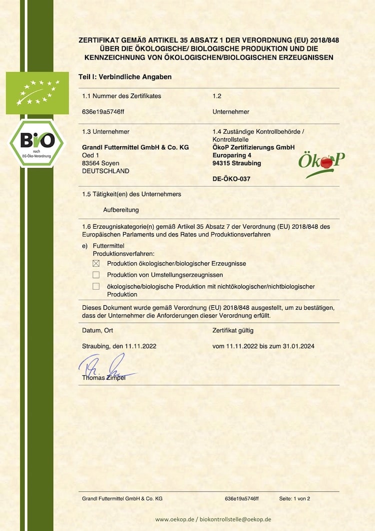 Bio Zertifikat ÖkoP